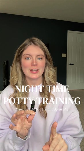 Nighttime potty training is not something you can teach 🚽🌙 Staying dry overnight is actually a biological milestone, not a skill we train. It depends on: • bladder capacity • hormone levels • body awareness while sleeping For many kids, this doesn’t fully develop until anywhere between 3–6 (sometimes 7!) years old — and that’s completely normal. Ways you can support the process: • Limit liquids close to bedtime • Use waterproof sheets (trust me 🙃) • Try skipping pull-ups after several dry nig