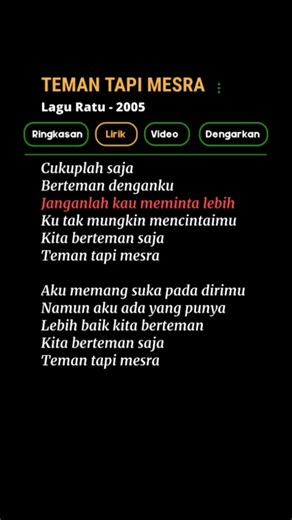 22K views · 738 reactions | LIRIK LAGU TEMAN TAPI MESRA #reelsvideo #reelsviral #music v #viral #fyp | Zulkar Nain Gusasi | Facebook