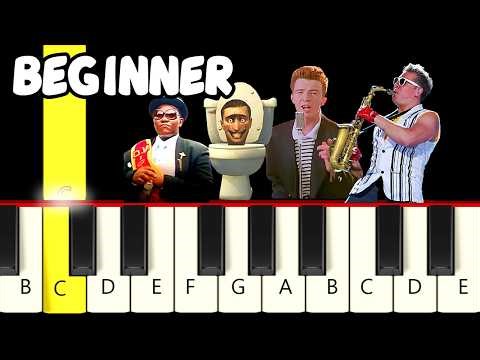 18 Meme Songs Everyone Recognizes – Easy & Slow Piano Tutorial (Melody Only) – Beginner