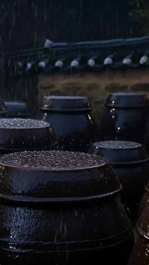 Heavy Rain on Traditional Clay Jars at Night 🌧️🏺 Fall Asleep Fast #shorts