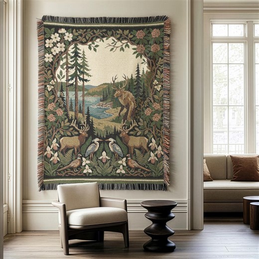 Not Deer Cryptid Verdure Tapestry Blanket Wendigo Lake Art Jacquard Woven Wall Hanging Appalachian Folklore Decor - Etsy.de