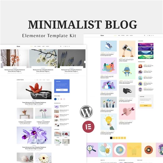 Minimalist Blog Elementor Template Kit | Clean Wordpress Blogging Layout | Modern Personal Blog & Portfolio Website - Etsy New Zealand