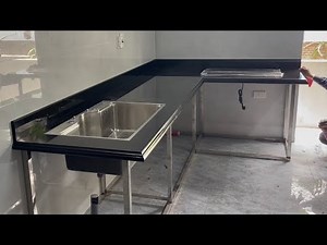 Kitchen Table Design Ideas On Stainless Steel Frame || Easy Kitchen Granite Installation