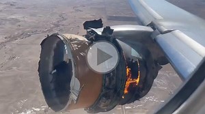 Boeing 777 engine explosion and debris falling from the sky over Denver in USA - Video