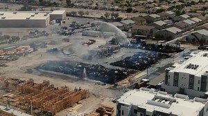 8 News Now drone video shows the aftermath of a destructive fire in North Las Vegas this morning. https://www.8newsnow.com/news/crews-fight-huge-fire-in-north-las-vegas/?utm_medium=social&utm_source=facebook_8_News_Now | 8 News Now