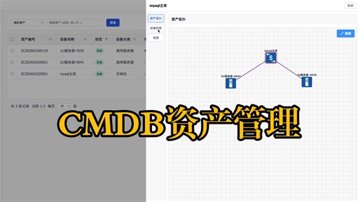 新增CMDB资产管理，完成拓扑、机柜、设备、端口链路闭环