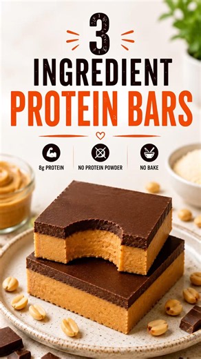 3 Ingredient Protein Bars 💪 No Bake, 8g Protein #shorts #recipe