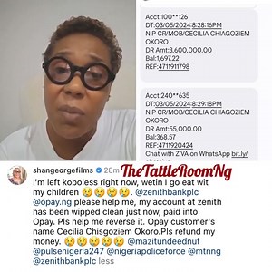 304K views · 1.1K reactions | “Please return my money back, help me…” - Actress Shan George cries out for help after her entire account (N3.6 million) was cleared from her bank account this evening.- tattleroomng | Maria Ude Nwachi | Facebook