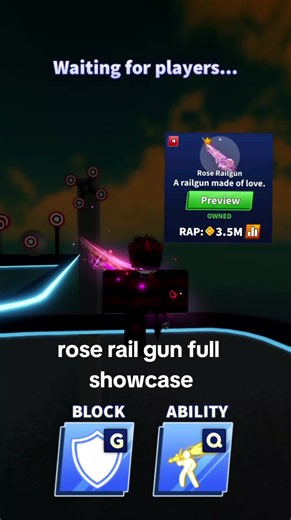 rose railgun full showcase in bladeball #showcase #pink #sword #bladeball #update