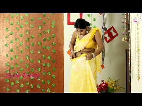 How to drape fancy saree with fancy blouse/Saree draping in home/Saree draping new style Snehabeauty