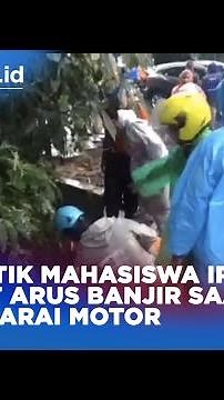 VIDEO AMATIR DETIK-DETIK MAHASISWA IPB TERSERET ARUS BANJIR SAAT MENGENDARAI MOTOR