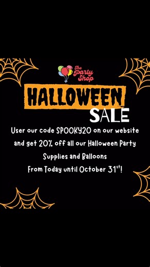 Halloween just got better! Use SPOOKY20 and enjoy 20% OFF all our spooky balloons and party supplies ️ Valid until October 31st.✨#halloweenballoons #thepartyshop | The Party Shop | Facebook