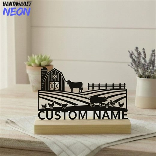 Personalized Farmhouse Metal Table Sign, Custom Farm Life Desk Decor, Farmer Gift, Handmade Country Home Decor - Etsy