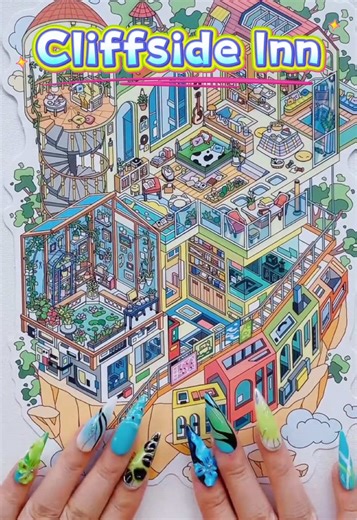 ASMR “Cliffside Inn” 3D Sticker—click my bio & get the same one! 🛍️ #asmr #relax #satisfying #sticker #usa