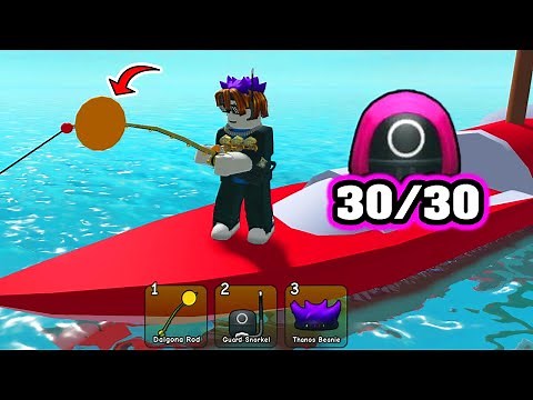 ALL 30 GUARD LOCATIONS in GO FISHING! I GOT DALGONA ROD! 🦑 Roblox [Squid Games Event]