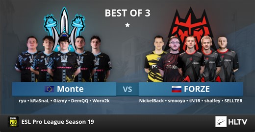 Monte vs FORZE at ESL Pro League Season 19