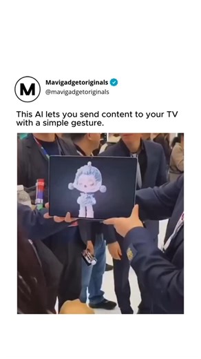 Mavigadget Originals on Instagram: "This interaction system lets users move digital content between screens using simple hand movements. By combining cameras, AI-based vision, and coordinated device processing, a file can be visually “picked up” from one screen and sent to another larger display in real time. The gesture itself acts as a direct command. Computer vision interprets motion and intent, then securely transfers the content across connected devices without cables, pairing steps, or men