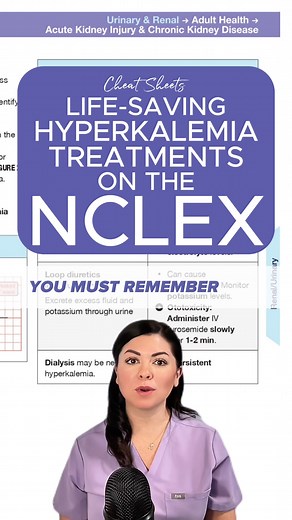 Would you know how to answer a question about how to treat hyperkalemia on the NCLEX?🧐 Comment “Crash Course” down below and we'll send over our collection of high-yield full crash course videos💌✨#NCLEX #nursingstudent #nursingschool | NCLEX Bootcamp