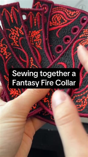 Phantomasy on Instagram: "🪡Product name: Neck Corset 📏Size: 13”-16” 🎨Colours used: Black, Maroon, Metallic red (metallic colours are only available to patrons), Black light Orange Thank you for ordering this custom coloured collar! 🧡 www.phantomasy.com . ℹ️More about this product: Freestanding embroidery, made using pure polyester thread. Designed by me and made by myself and my small team! You can order my neck corset in other sizes and colours, as well as with a zipper for easy wear/remova