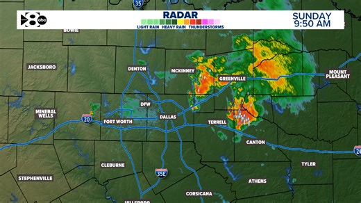 10:10 AM Radar Update: Strong storms east of the metroplex continue to move SE around 35 mph. Pea size hail and gusts to 40 mph possible. #txwx | WFAA Weather
