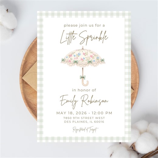 Little Sprinkle Baby Shower Invitation: Floral Umbrella Theme (printable & Mobile) - Etsy