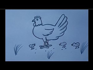 how to draw hen with chick| easy chick drawing for beginners step by step