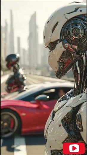 “Futuristic Robots Racing Hyper-Tech Cars in a Neon City | Next-Gen AI Racing 2025”