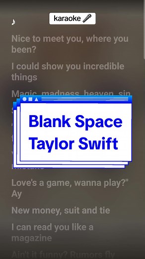Blank Space - Taylor Swift #taylorsversion #taylorswift #karaoke #lyrics #cantejunto #spotifylyrics #youtubelyrics #sing #singalong #blankspace #blankspacetaylorswift