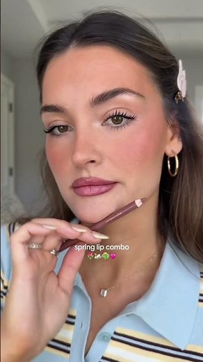 Spring lip combo I’m obsessed with at the moment 💗 Huda Beauty lip liner stain in warm brown,