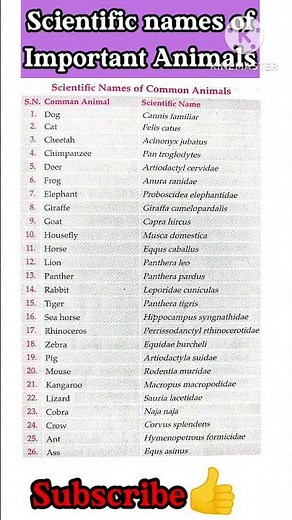 Scientific names | Scientific names of Animals | Scientific name of Important animal #biology#shorts