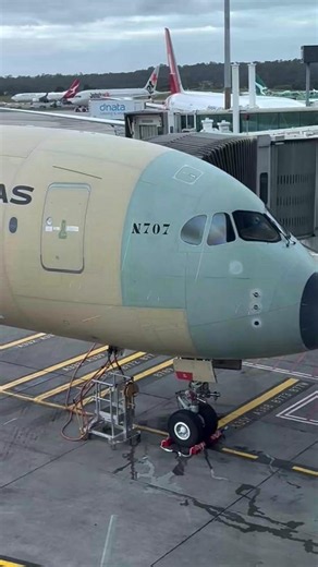 Qantas Retro Roo and Airbus A350-1000ULR | Close Up Airbus A350-1000ULR at Airport Terminal