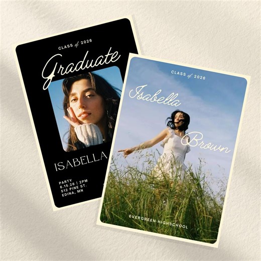 Modern Graduation Announcement Template, Photo Grad Invite, Typography (canva Editable, Digital Download) - Etsy