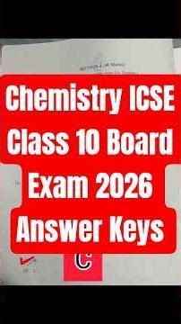 Chemistry ICSE Class 10 Board Exam 2026 Answer Keys #icse #chemistry