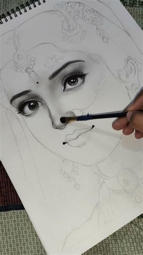 orradha rani drawing🙏🦚 with charcoal pencil#art #radharani #shorts #shading