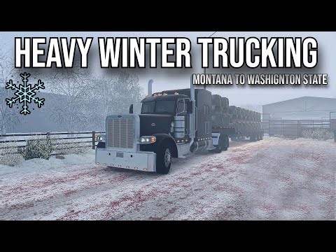 AMERICAN TRUCK SIMULATOR | DRIVING THROUGH HEAVY SNOW | WINTER TRUCKING MOD .