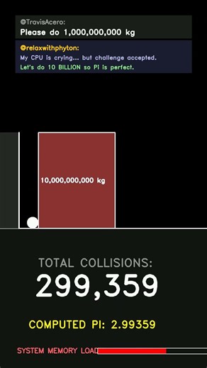 You Asked, I Coded: 10 BILLION KG PC Crash! 💀 #coding #physics #simulation #satisfying #python