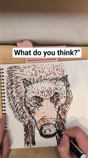 Cozy ASMR Art ☕️ 1-Minute Drawing Challenge #animalart boar