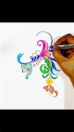 #A Colourful Peacock Design #🦚🦚🦚♥️♥️♥️♥️ Peacock Drawing #