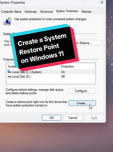 Create a System Restore Point on Windows 11 Computer #windows #windows11 #windowstips #windowserror