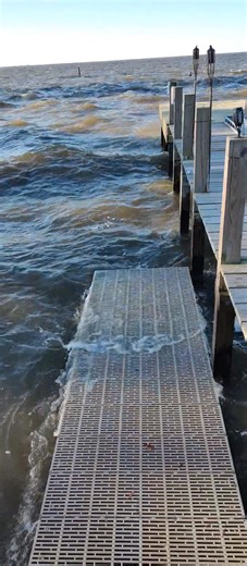 2.5K views · 25 reactions | Here is a prime illustration of Thru Flow Decking in operation. The upward pressure and force from turbulent water is significantly diminished on this step down deck we recently constructed. When properly framed and installed, piers, decks, step downs, and steps should be able to withstand most wave action thrown its way! | STOKELY & HOLLAND MARINE CONSTRUCTION LLC. | Facebook