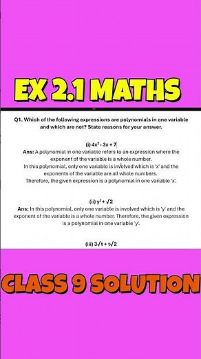 EXERCISE 2.1 SOLUTIONS MATHS CLASS 9 | MATHS SOLUTION CHAPTER 2 POLYNOMIALS NCERT #cbse9 #shorts