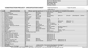 New Home Construction Bid Sheet | Home Construction Sheet