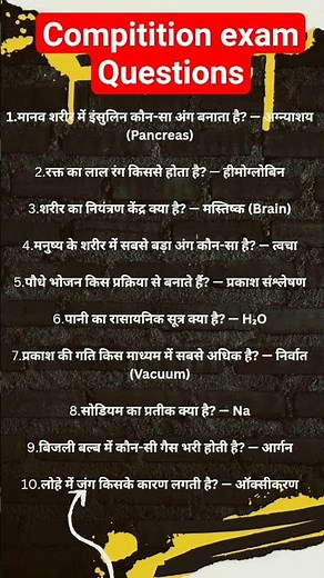compitition exam important questions and answers