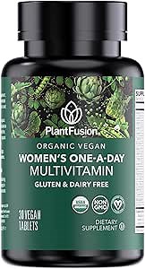 PlantFusion Organic Multivitamin for Women with Iron, One Daily Vegan Multivitamin with Plant Based B12, D3 & Whole Food Blend for Energy & Immune Support - 30 Tablets (1 Month Supply)