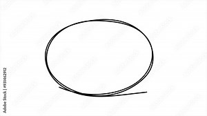 Hand drawn oval frame, circular selection, circle drawing animation. Oval frame, circular selection. Black line on white background and white line on black background.