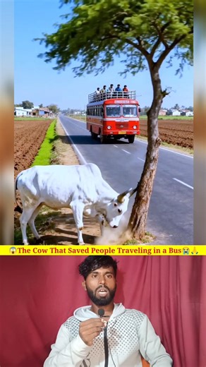 😱The Cow That Saved People Traveling in a Bus😭🙏#cow#ai #beautiful #story #ytshorts #trending #shorts