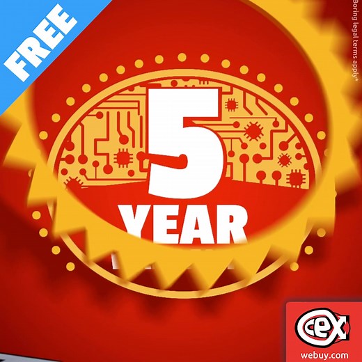 Enjoy a free 5-year warranty on all purchases! Why pay more for new with just a one year warranty? Get the tech, phones & games you want for less and be covered for a whopping five years! | CeX