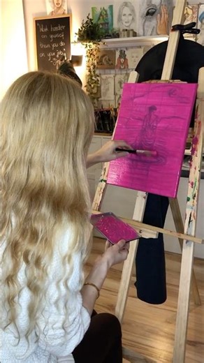 Oil painting: magenta underpainting for a new oil painting, 'Nocturne in Ruby'.