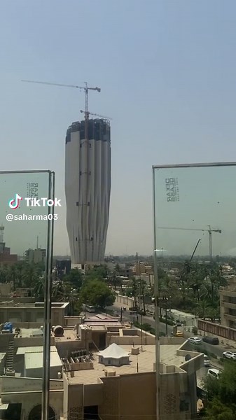 Urban Construction Site with Tall Cylindrical Building