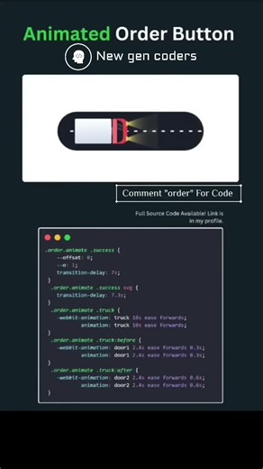 Order button Animation using HTML CSS JavaScript #coding #webdesign #viral #shorts